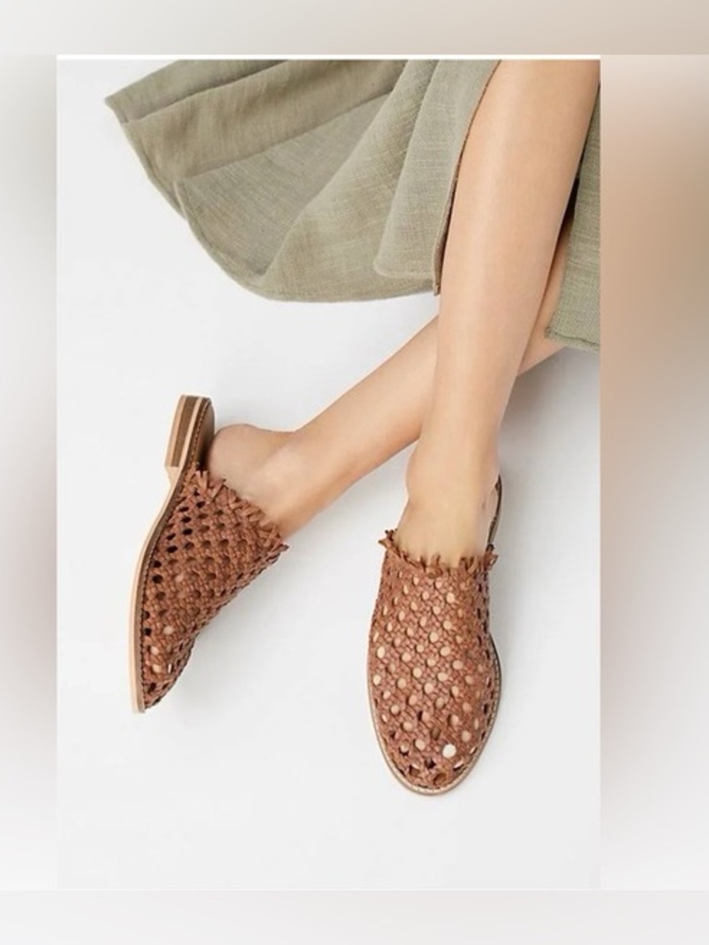 Free People Mirage Woven Flats Brown Size 37 Leather